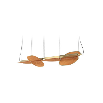 Omma Double 2 Suspension Light - DIMTRIAC LED - Gold Finish - Natural Cherry Shade