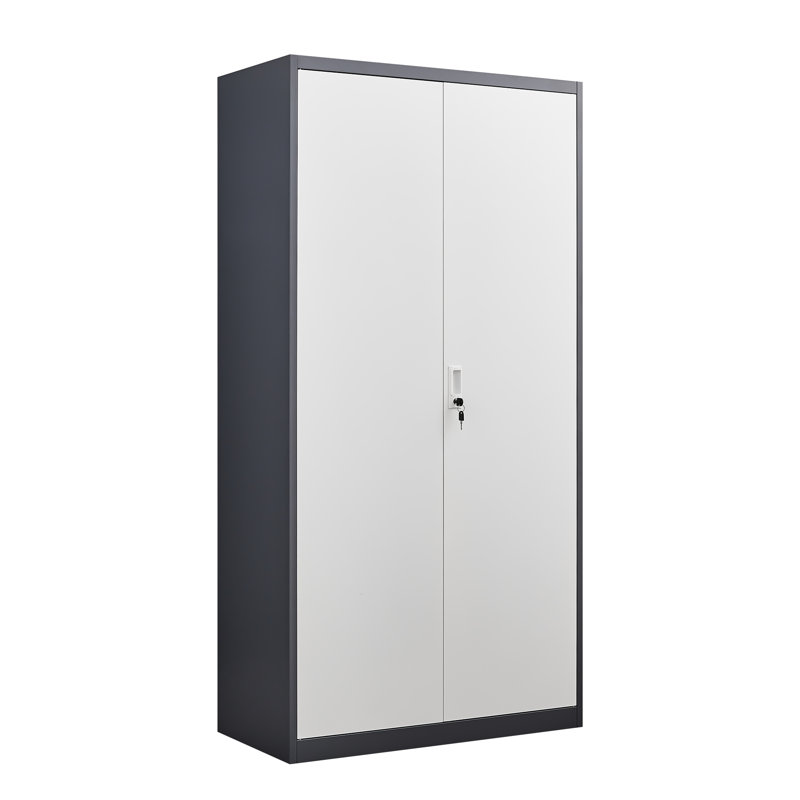 Garde-robe en métal gris avec serrure et ouverture magnétique - Convient à la salle de lavage d'une chambre à coucher