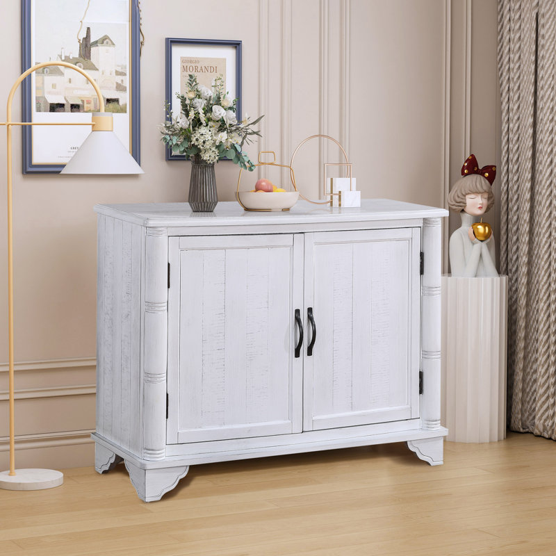 Buffet en bois massif 40 po Draike, Blanc