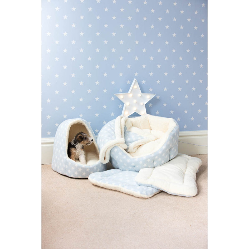 Chambliss Geometric Polyester Pet Bed, Blue, Medium (25cm H x 58cm W x 63cm D)