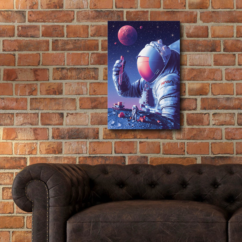 Art mural en verre épique «Moon to Mars» par la NASA, 16 po x 24 po, H 24 po x l 16 po