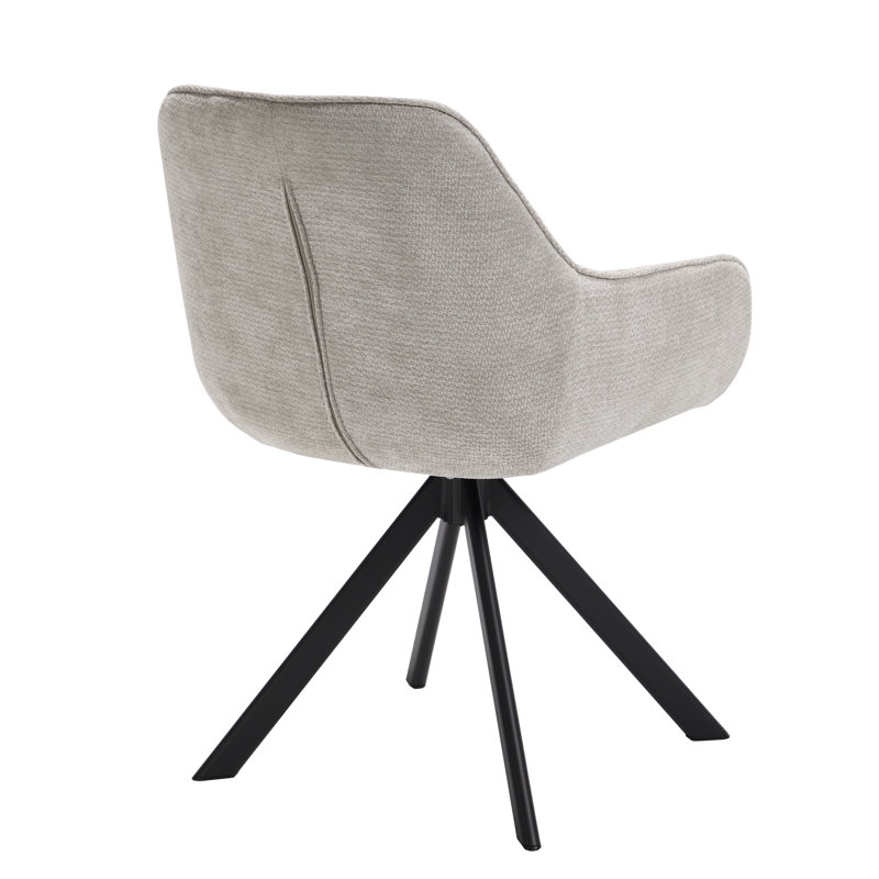 59cm Wide Upholstered Metal Dining Chairs, Light Grey