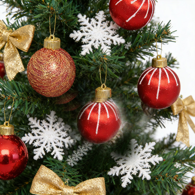 9 boules de Noël peintes en fil de soie 8cm