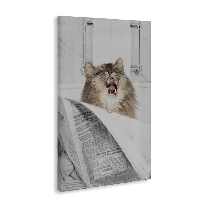 Toile humoristique de lecture pour salle de bain, design par Jesse Keith, H 24 po x l 16 po