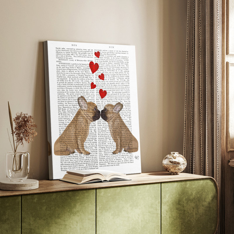 French Kiss and Hearts - Gallery Cavas, H 18 po x l 12 po