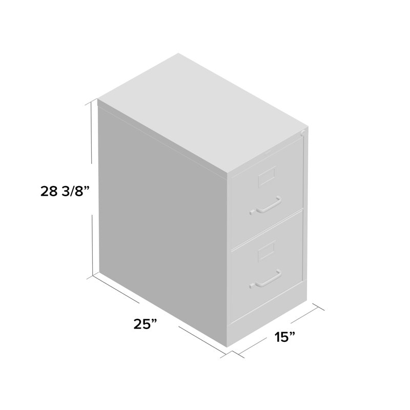 Fortress 15 " Wide 2 Steel Vertical Filing Cabinet, Black