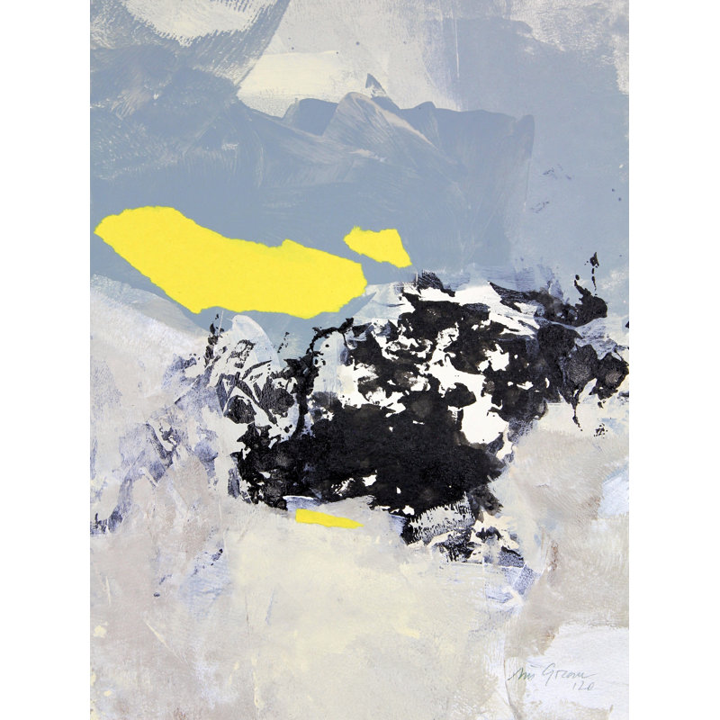 Gray And Yellow 1 by Simona Gocan, Black Framed Paper, 20" H x 16" W