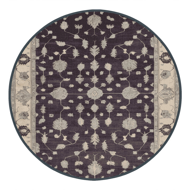 Tapis noir surteint lavable à la machine, Rond 5 pi