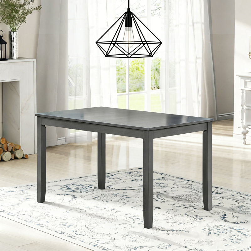 Table de salle à manger rectangulaire en bois avec pieds robustes, Gris