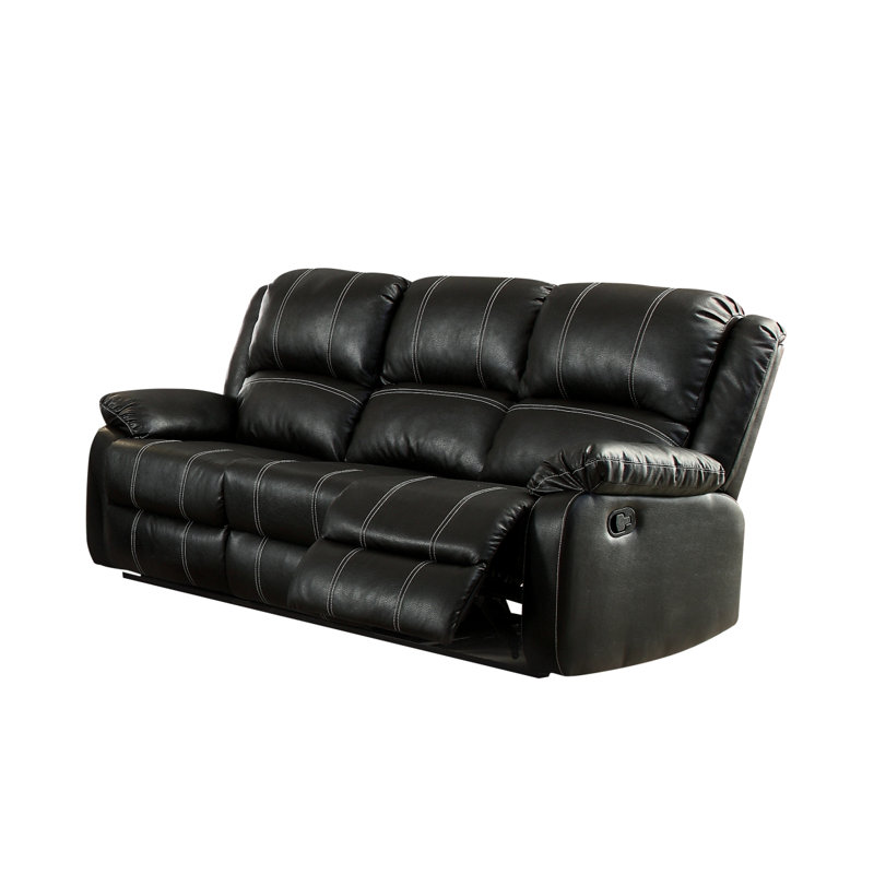 Canapé moderne Zuriel Motion, cuir synthétique noir LV52285, Noir