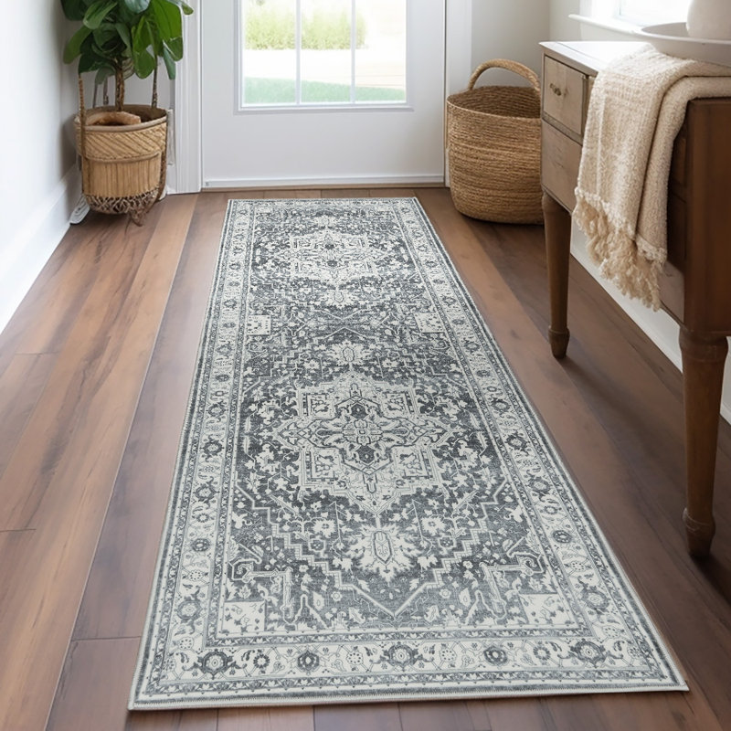 Purrier Chenille Mashine Washable Vintage Indoor Arae Rug with Non-Slip Backing for Bedroom Living Room Kitchen Entryway