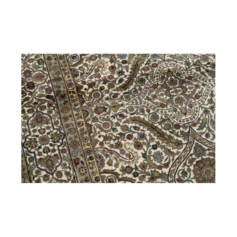 Tapis ivoire et ivoire noué à la main de haute qualité