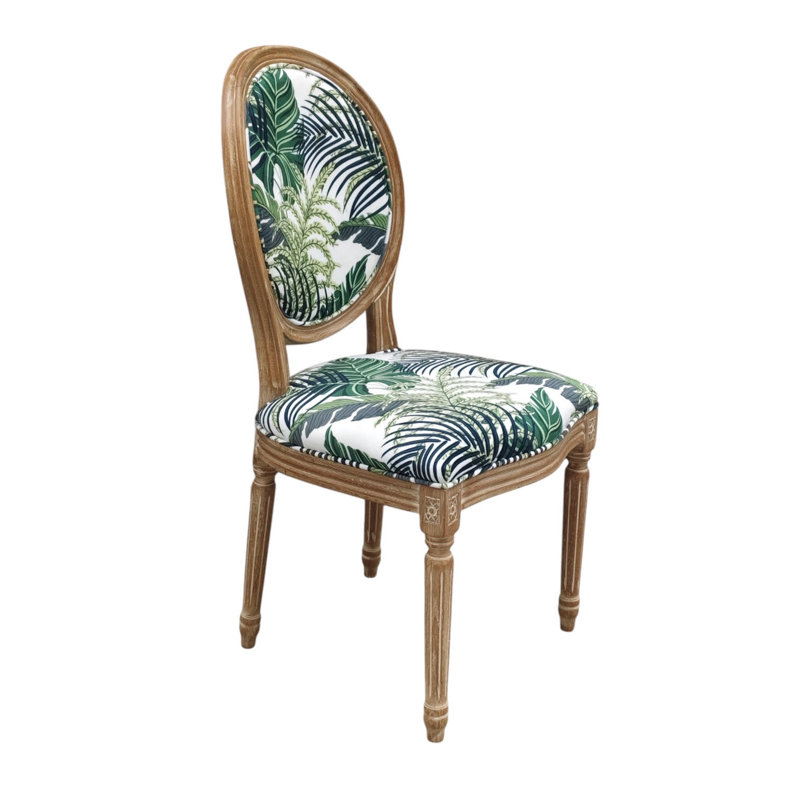 45cm H Linen Upholstered Upholstered Back Side Chair in Green