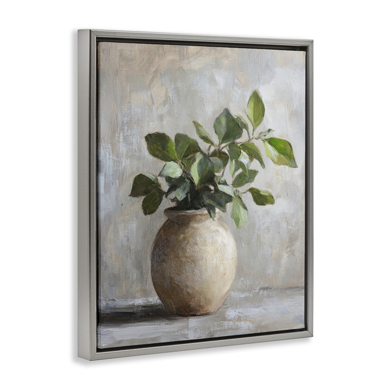 Cadre flottant pour plante en pot, design par Petal Prints Design, H 21 po x l 17 po, Cadre flottant gris lustré