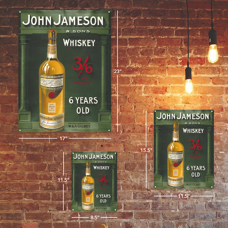«Whiskey», impression sur métal par Jameson, H 15,5 po x l 11,5 po x P 0,04 po