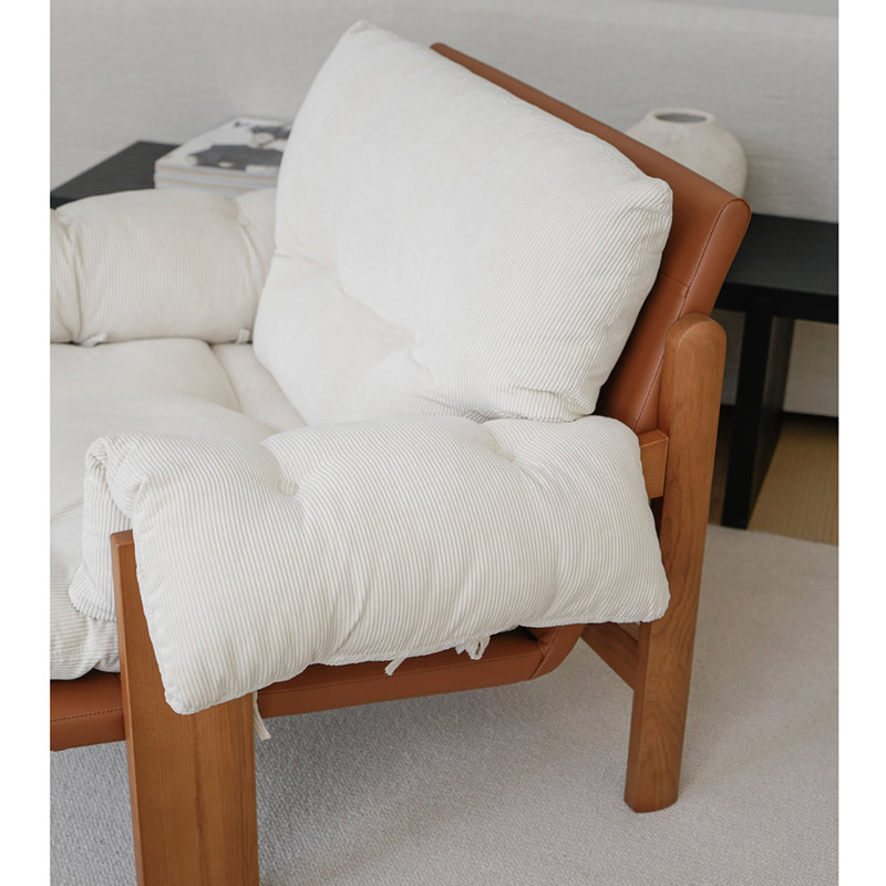 Solid Wood Fabric Single Leisure Chair | TimberCraft