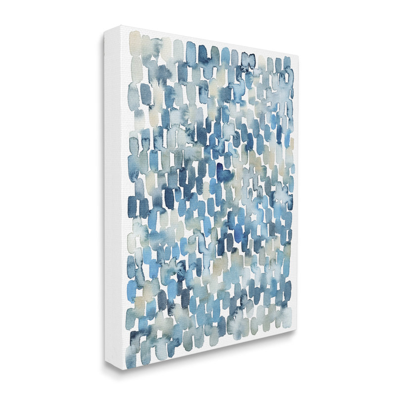Coastal Tile Abstract Soft Blue Beige Shapes Oversized Stretched Canvas Wall Art by Grace Popp, Wrapped Canvas, 30" H x 24" W