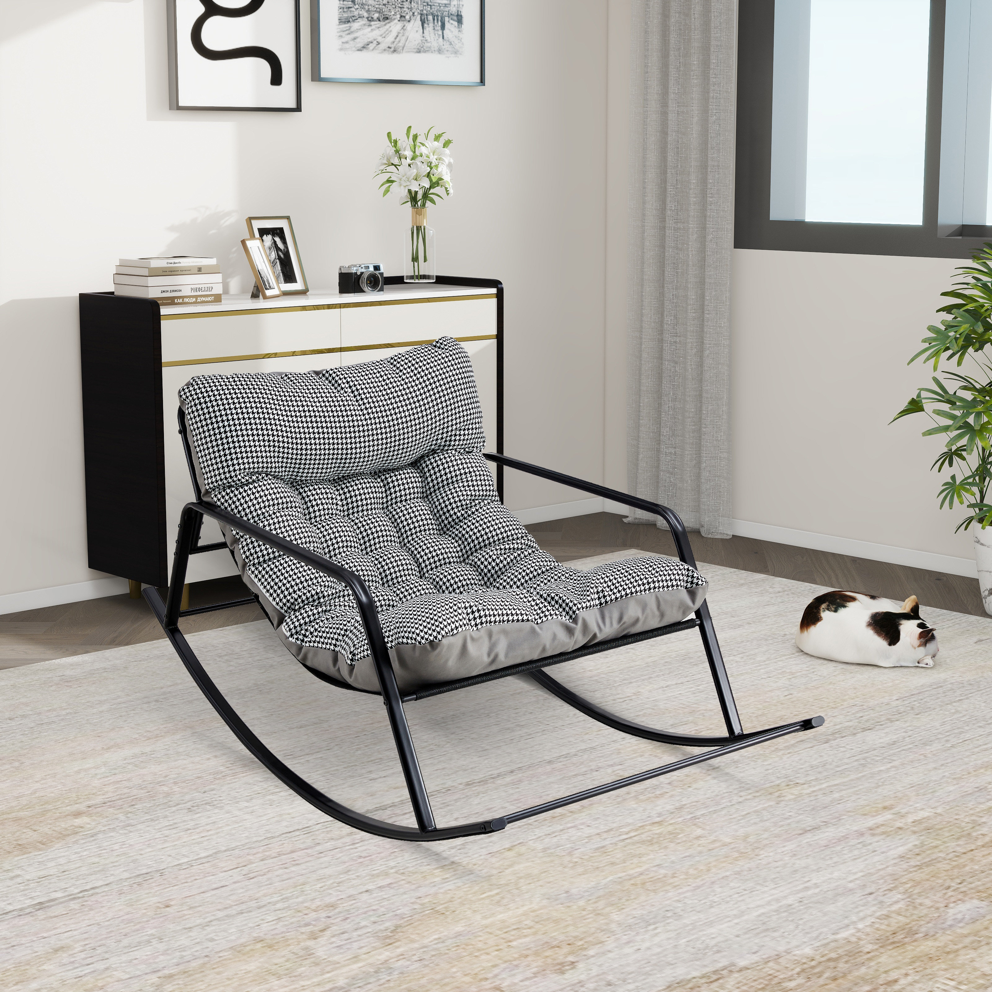 Meatal Rocking Chair Latitude Run® Greggory Metal Rocking Chair | Wayfair