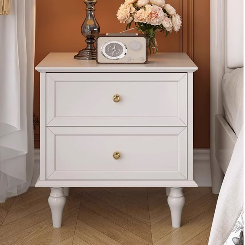 White Bedside Storage Cabinet Premium
