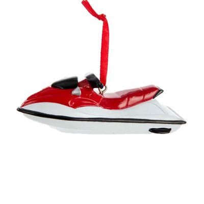 Kurt Adler Resin Ornament for Christmas Tree, Red & White Jet Ski