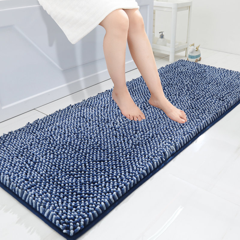 Tapis de bain Radhika, L 24 po x L 60 po, Bleu