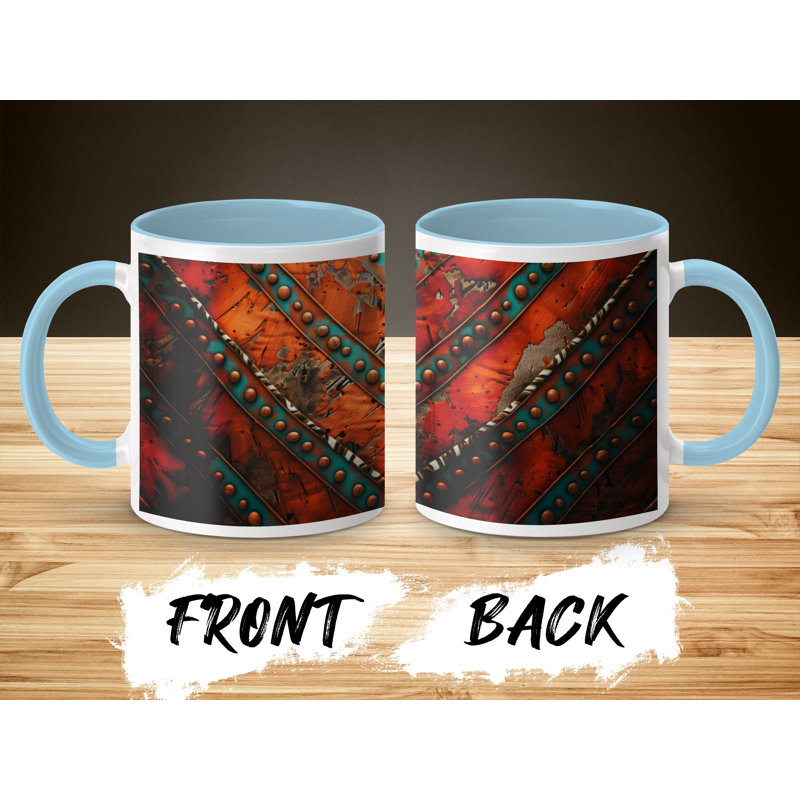 Chevron 11oz Accent Coffee Mug, Light Blue