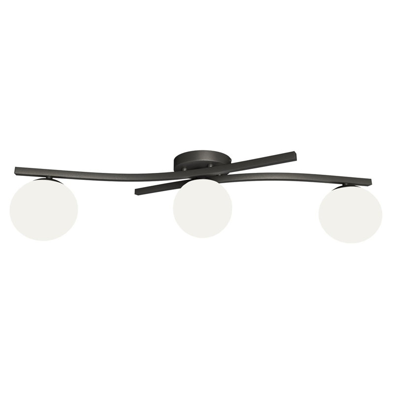 Davarius Flush Mount, Matte Black/Opal