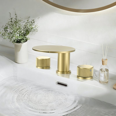 Robinet de lavabo pour salle de bain à 2 poignées en laiton massif avec drain