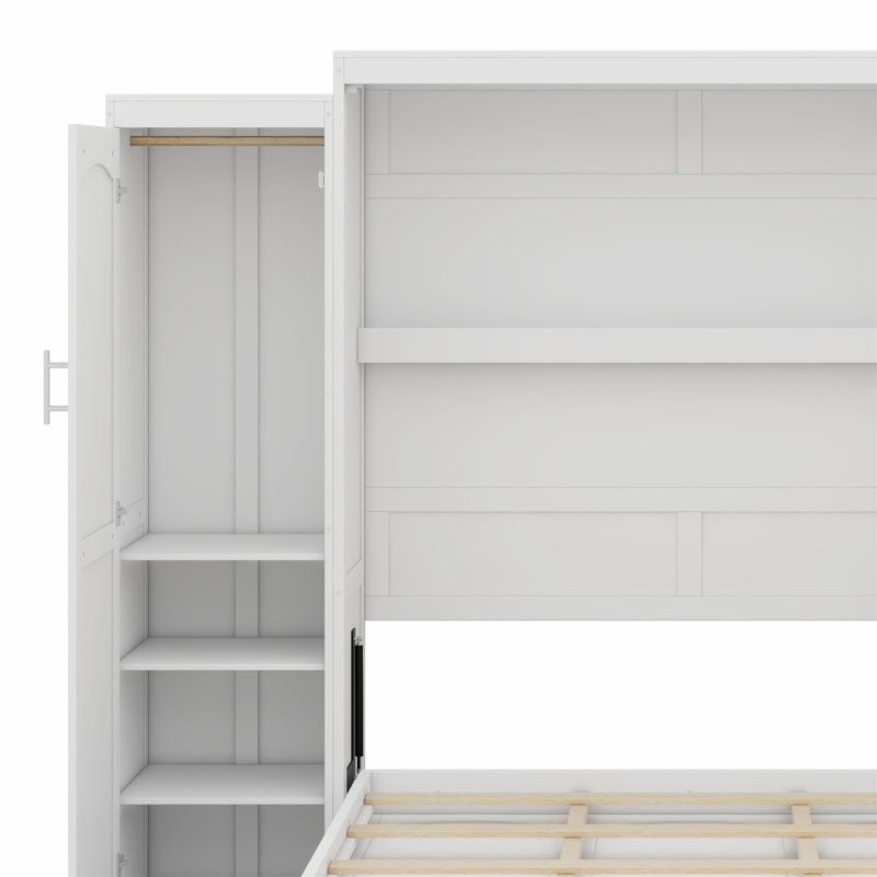 Lit escamotable avec deux garde-robes et tablette de rangement, Grand