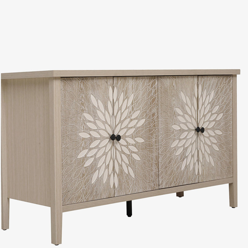 Sideboard Buffet Cabinet, Storage Cabinet with Storage,Modern Storage Cabinet with 4 Doors & Adjustable Shelves for Living Room, Dining Room, Kitchen and Entryway