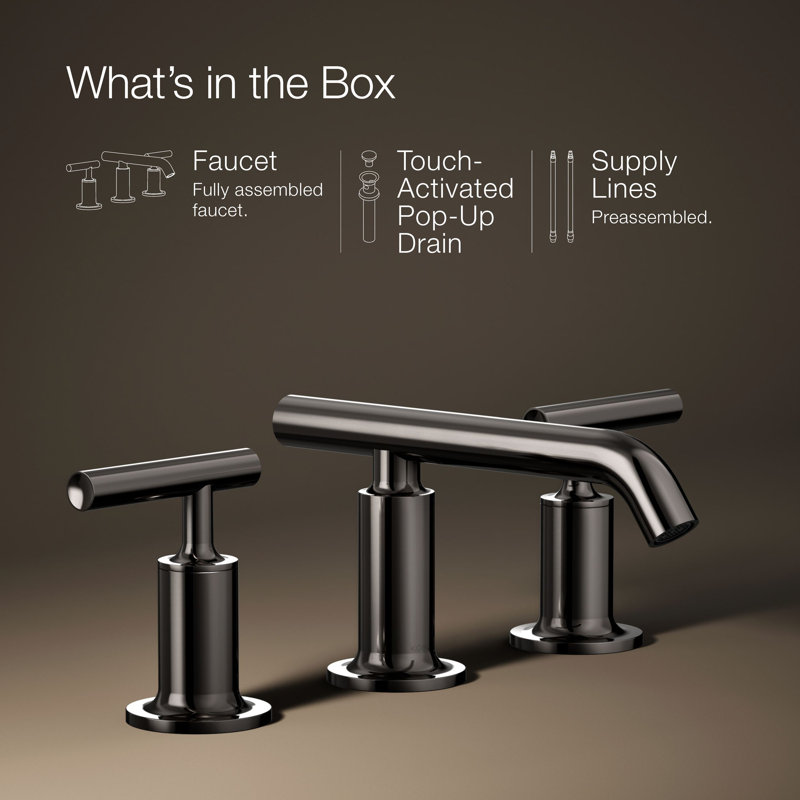 Purist Widespread Bathroom Faucet with Drain Assembly, Vibrant Titanium