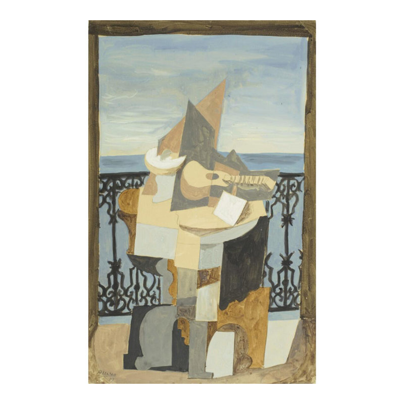 Nature morte sur une table à piédestal devant une fenêtre par Pablo Picasso - Estampe numérique, H 20 po x l 16 po