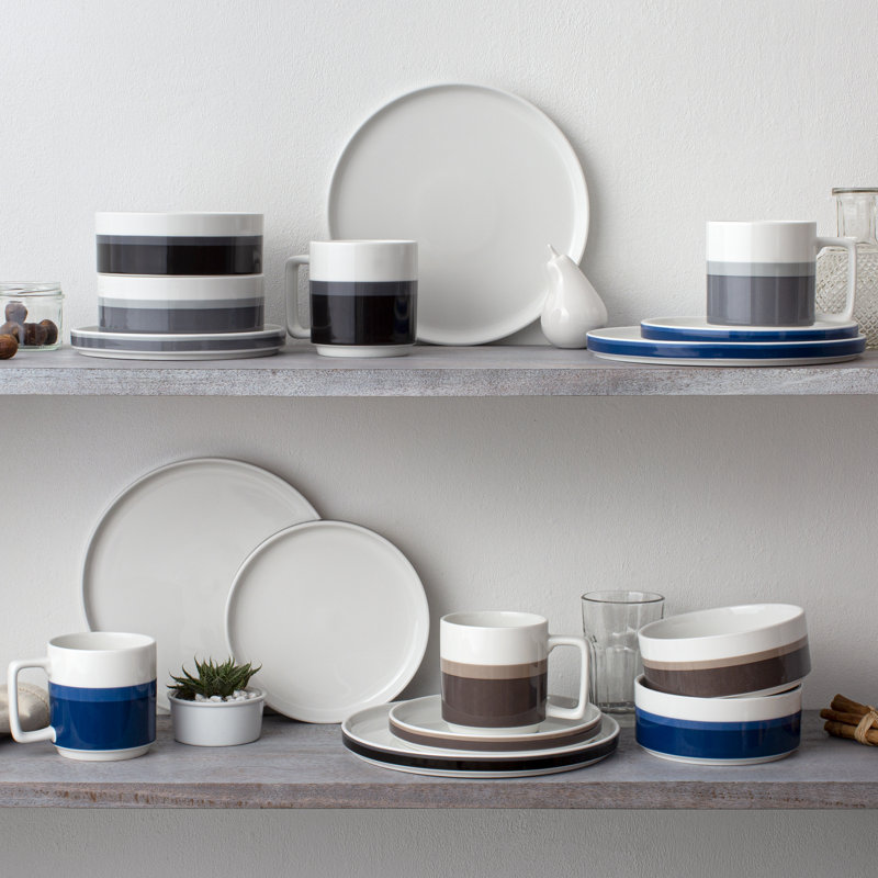 Noritake Colorstax Stripe 4-Piece Place Setting, Service for 1, Blue