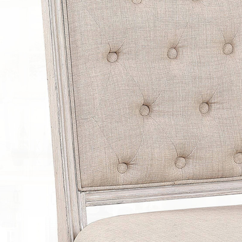 Fabric Upholstered Side Chair with Antique Finish