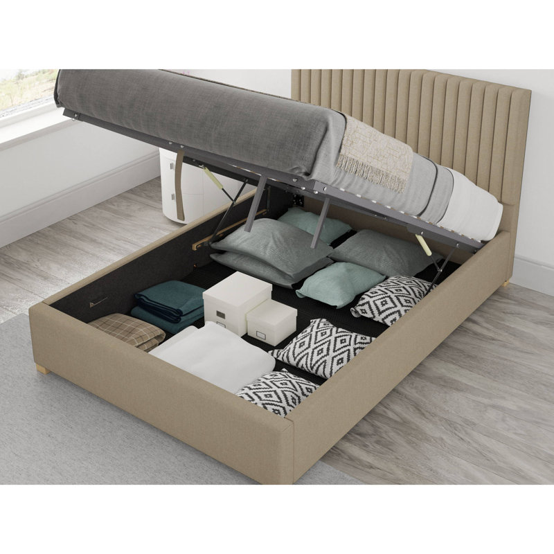 Chevy Upholstered Ottoman Storage Bed, Kingsize (5'), Natural