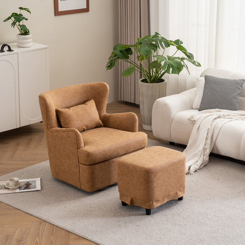 Chaise pivotante rembourrée en cuir synthétique, Similicuir brun
