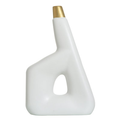 Norman Wyatt Home - Or métallique blanc mat - Vase en céramique 22 po
