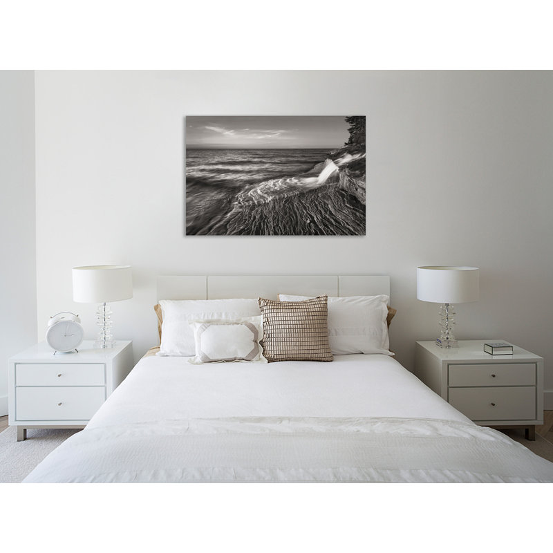 Toile tendue avec châssis «Pictured Rocks Michigan II BW» par Alan Majchrowicz, H 16 po x l 24 po x P 1,5 po