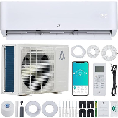 Mini pompe à chaleur à courant alternatif 18 000 BTU WiFi, 23 SEER2, climatiseur inverseur 230 V, compatible avec Alexa, refroidit 1000 pieds carrés