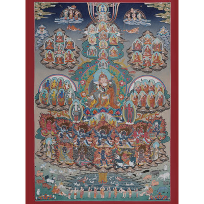 Arbre de refuge Gurang Shakti peint à la main Thangka - art mural de la lignée tibétaine 37 po