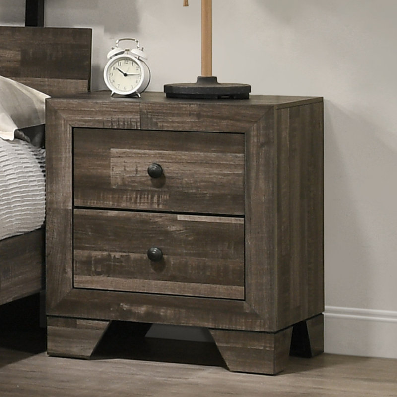 Table de chevet Modern Elegance, Gris / brun rustique