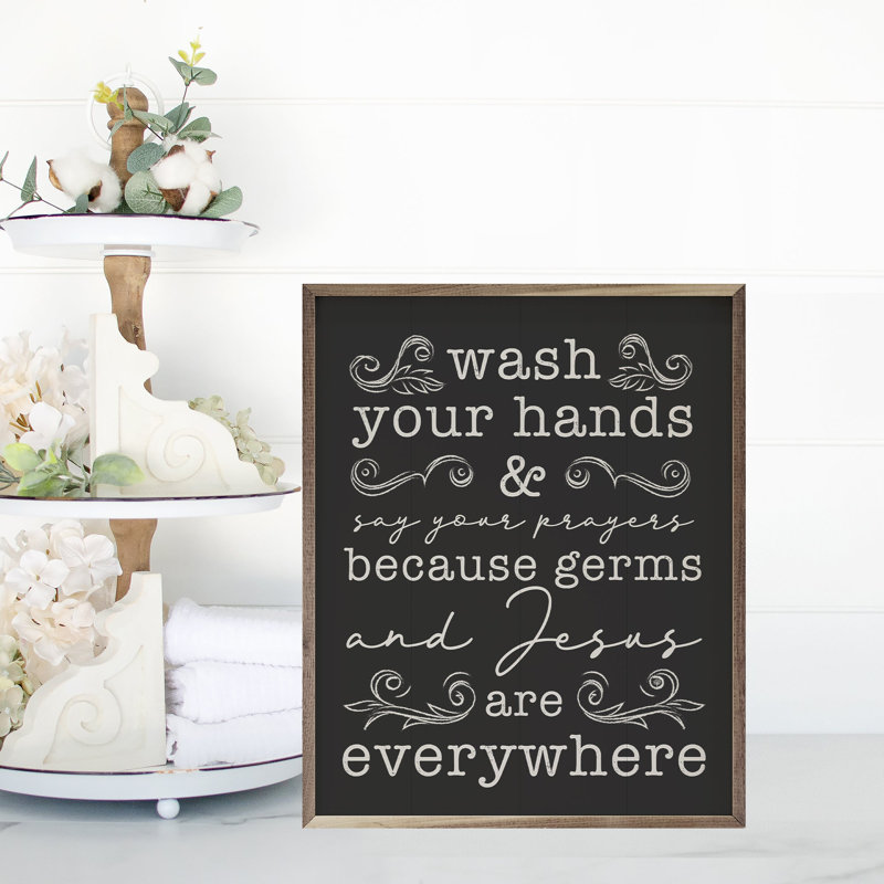 Wash Your Hands Black, 10" H x 8" W