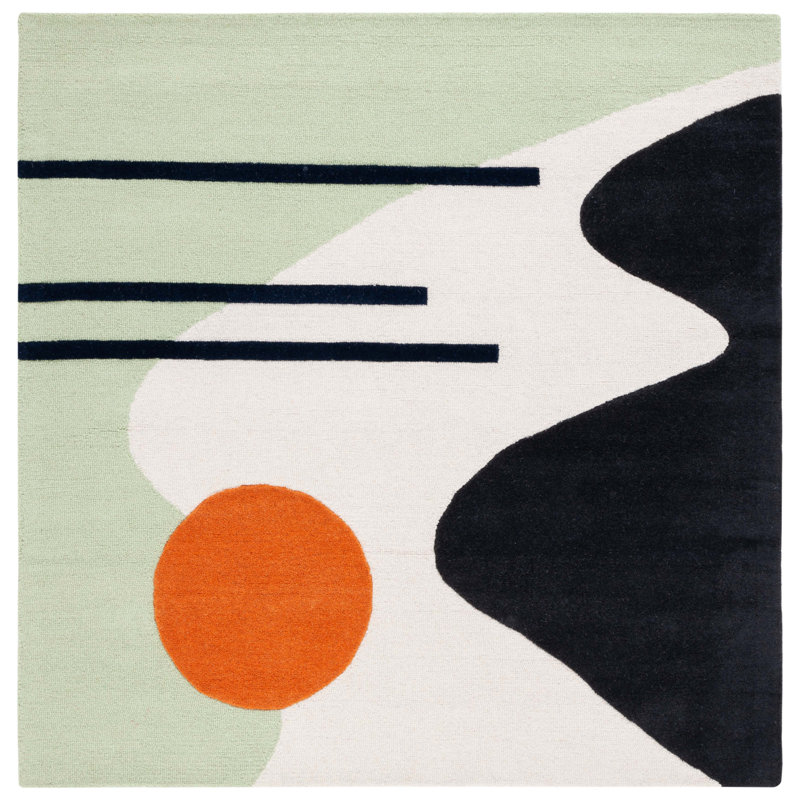 Abstract Wool Hand Tufted Area Rug, Square 183 X 183