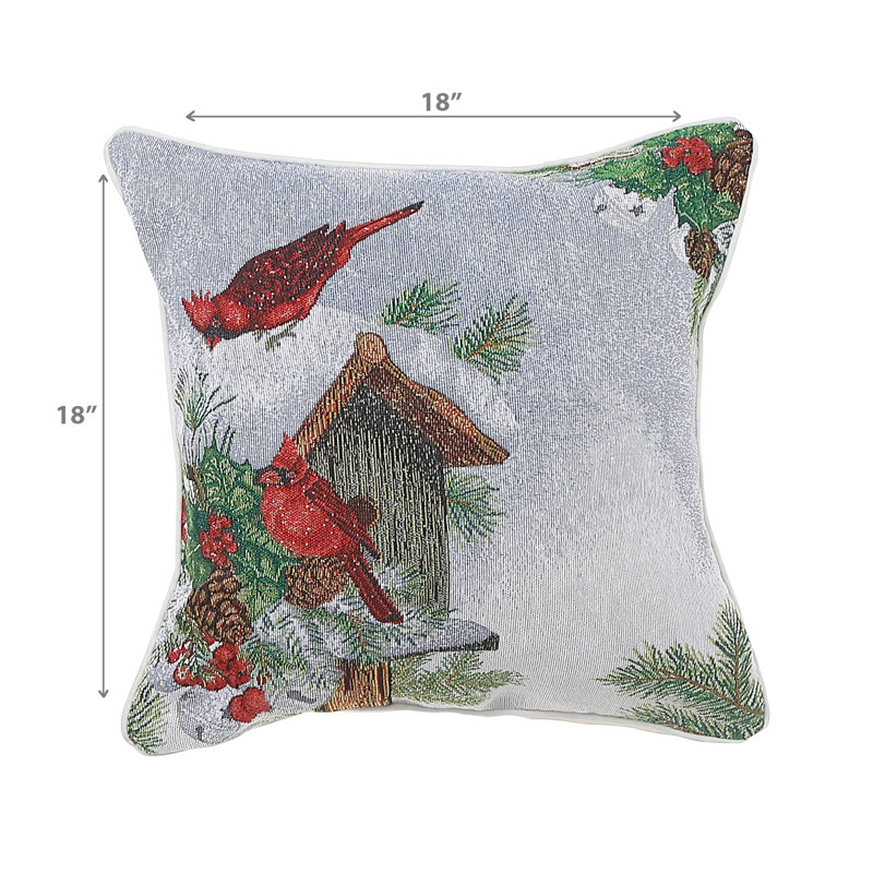 Coussin en polyester renne et arbre 18 x 18 - ensemble de 2, H 18 po x l 18 po, Vert/rouge, Carré