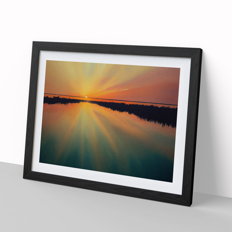 Watercolour Sunrise - Single Picture Frame Print, Black, 46cm H x 64cm W