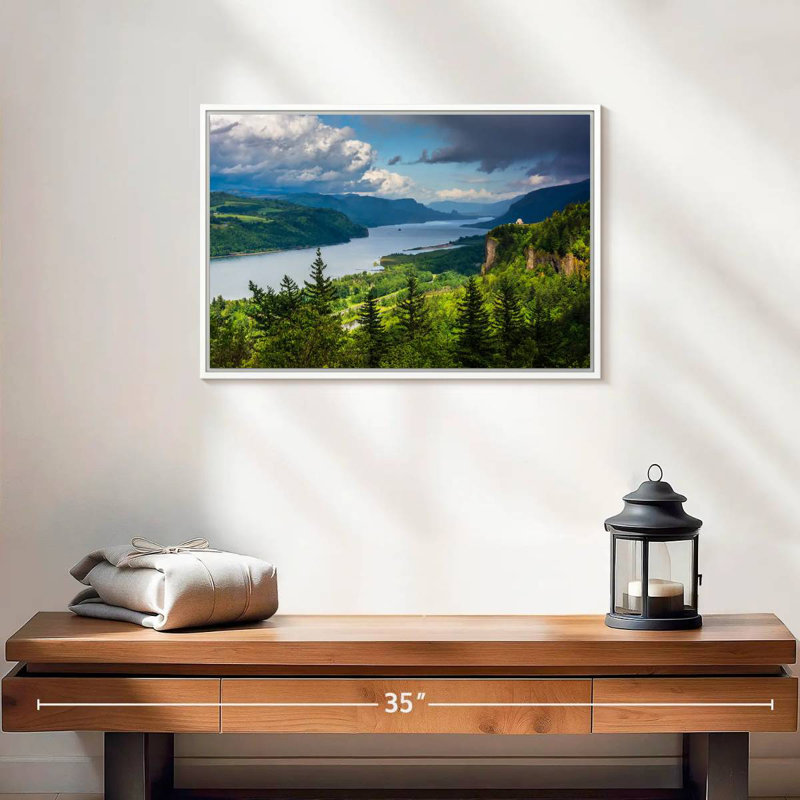 Columbia River Gorge View, Cadre flottant blanc, 19 po x 13 po
