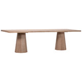Jansen 96-Inch Rectangular Light Wash Reclaimed Pine Double Pedestal Dining Table