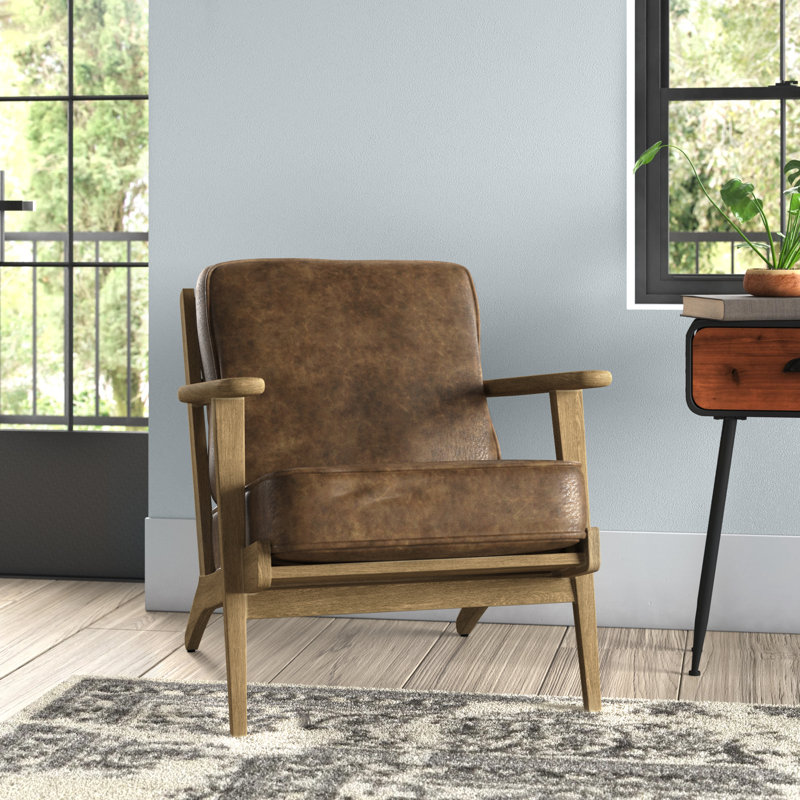 Momea Faux Leather Armchair, Brown Faux Leather, Brown