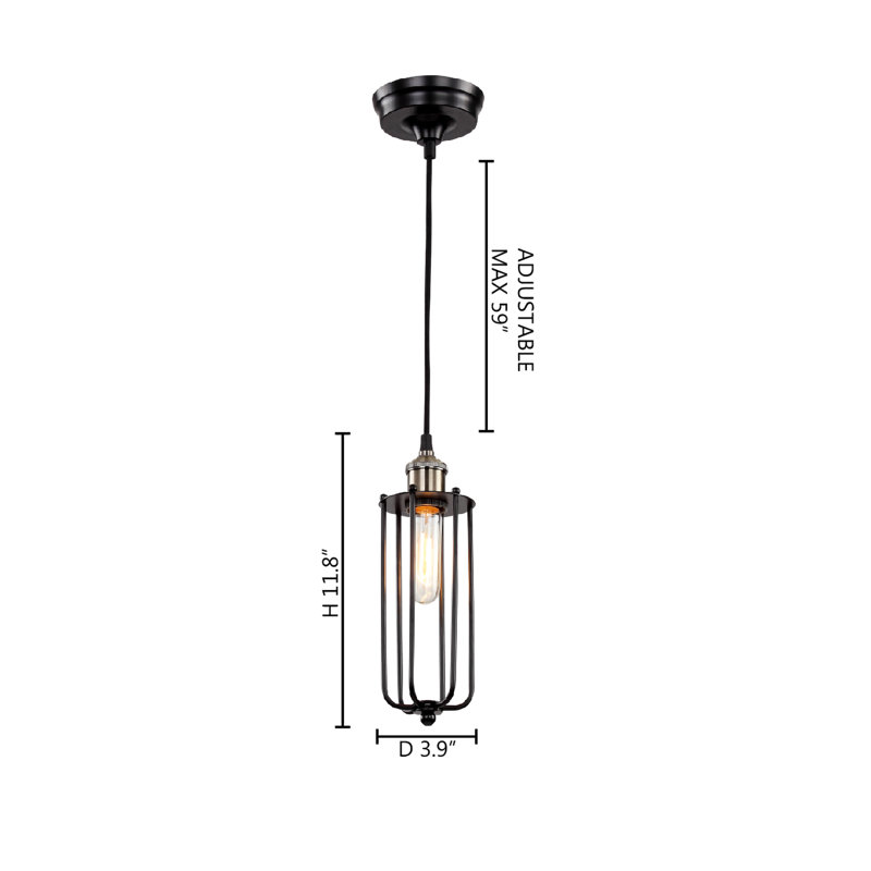 Luminaire suspendu cylindrique à 1 lumière Mendell