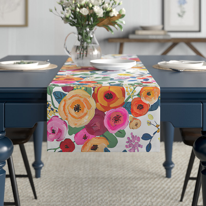 Hyden Floral 100% Cotton Table Runner, 90" L x 16" W